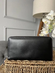 Cartera Ettinger de cuero negro cartera de lujo con cremallera alrededor - Imagen 1 de 8