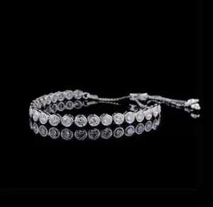 Lab Created Diamond 3Ct Round Cut Bolo Women's Bracelet 14K White Gold Plated - Picture 1 of 3