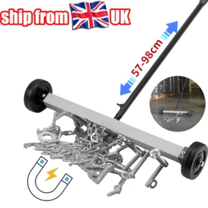 17" Magnetic Floor Sweeper Metal Scrap Screw Rolling Pick Up Roller Broom Tool - Picture 1 of 15