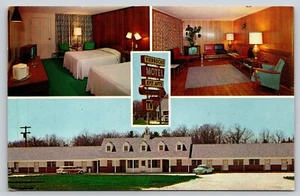 Postcard Viebrock's Motel Newton New Jersey Interior Multiview TV On - Picture 1 of 2