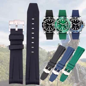 Correa de reloj de buceo de silicona suave con extremo curvo de 20 mm para Rolex Submariner - Imagen 1 de 15