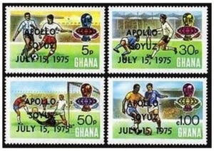Ghana 549-552,553 sheet, MNH .Michel 597-600, Bl.60A. Soccer, APOLLO/SOYUZ,1975. - Picture 1 of 2