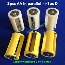Battery converter adapter 3PC AA R6 14500 to D size holder switcher case spacer
