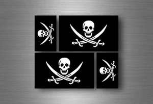 4x aufkleber sticker fahne flagge pirat piraten totenkopf skull jack rackham r6 - Bild 1 von 1