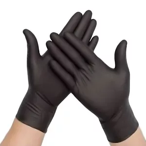 100 DISPOSABLE NITRILE GLOVES POWDER & LATEX FREE BLACK Medical S/M/L/XL 1000 - Picture 1 of 4