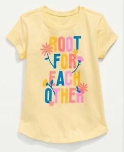 Old Navy Toddler Size 2T  ~Yellow Short Sleeve Tee T-Shirt ..Root For Each Other - Picture 1 of 1