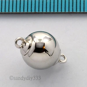 1x RHODINIERT STERLINGSILBER SCHLICHT RUND KUGEL MAGNETVERSCHLUSS 10mm #2658 - Bild 1 von 4