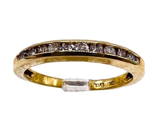.18ct Diamond Round 10k Yellow Gold Channel Set Wedding 2mm Band Ring 2g Size 6 - Picture 1 of 11