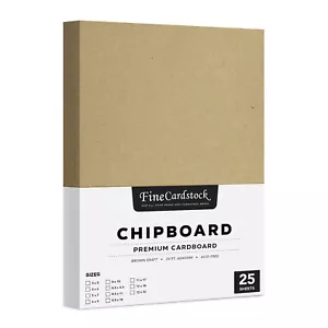 Brown Kraft Chipboard - Medium Weight 30 Pt. (624gsm) Cardboard - 25 Sheets - Picture 1 of 7