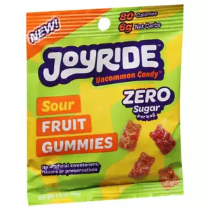 Joyride Uncommon Zero Sugar Sour Fruit Gummies Candy 1.8 oz - Picture 1 of 3