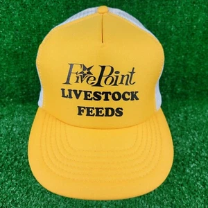 Vintage Farm Snapback Trucker Hat Mesh Agricultural - Five Point Livestock Feeds - Picture 1 of 8