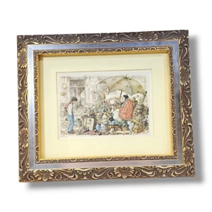 Flea Market Plague Anton Pieck 1966 Print By D.A.C., N.Y. VTG Hobby Lobby Frame - Picture 1 of 13