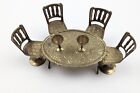 Vintage Brass Dining Table 4 Chairs 2 goblets  Doll House Furniture 