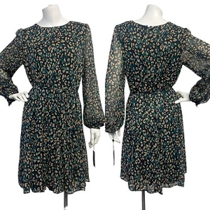 Tommy Hilfiger Women's Sz 8 Chiffon Fit Flare Long Balloon Sleeve Blouson Dress - Picture 1 of 12