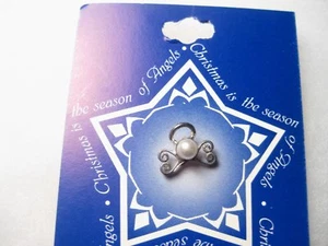 Silver Tone Angel Face Tack Pin, Faux Pearl, New on Card, Roman, Inc. - Picture 1 of 4