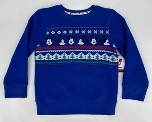 Disney Sweatshirt Boys 4T Mickey Mouse Blue Jumping Beans Christmas Holiday Y2K - Picture 1 of 13