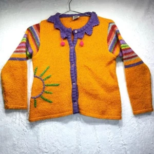 Beetlejuice Girls’ Cardigan Orange Purple Jester Collar & Embroidered Sunshine - Picture 1 of 9