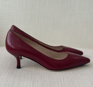 L K Bennett Bury Leather Heels In Deep Red Size 36 NEW WITH BOX