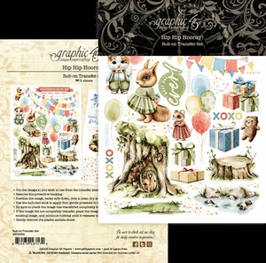 Graphic45 HIP HIP HOORAY! JUEGO TRANSFERENCIA FROTAR (2) Hojas Scrapbooking - Imagen 1 de 2