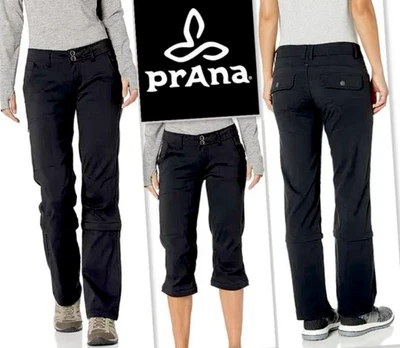 Prana Halle Pant Black Stretch Nylon Convertible Roll-up UPF 50  size 14 Tall - Image 1 of 4