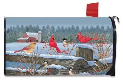 Briarwood Lane Birds of Winter Cardinals Mailbox Cover - Image 1 of 4