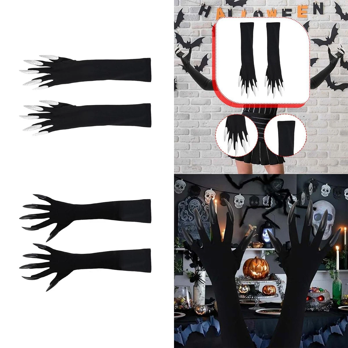 Skelett-Handschuhe – Leuchten Im Dunkeln, Fingerlos, Gothic-Style (für Damen & Herren)