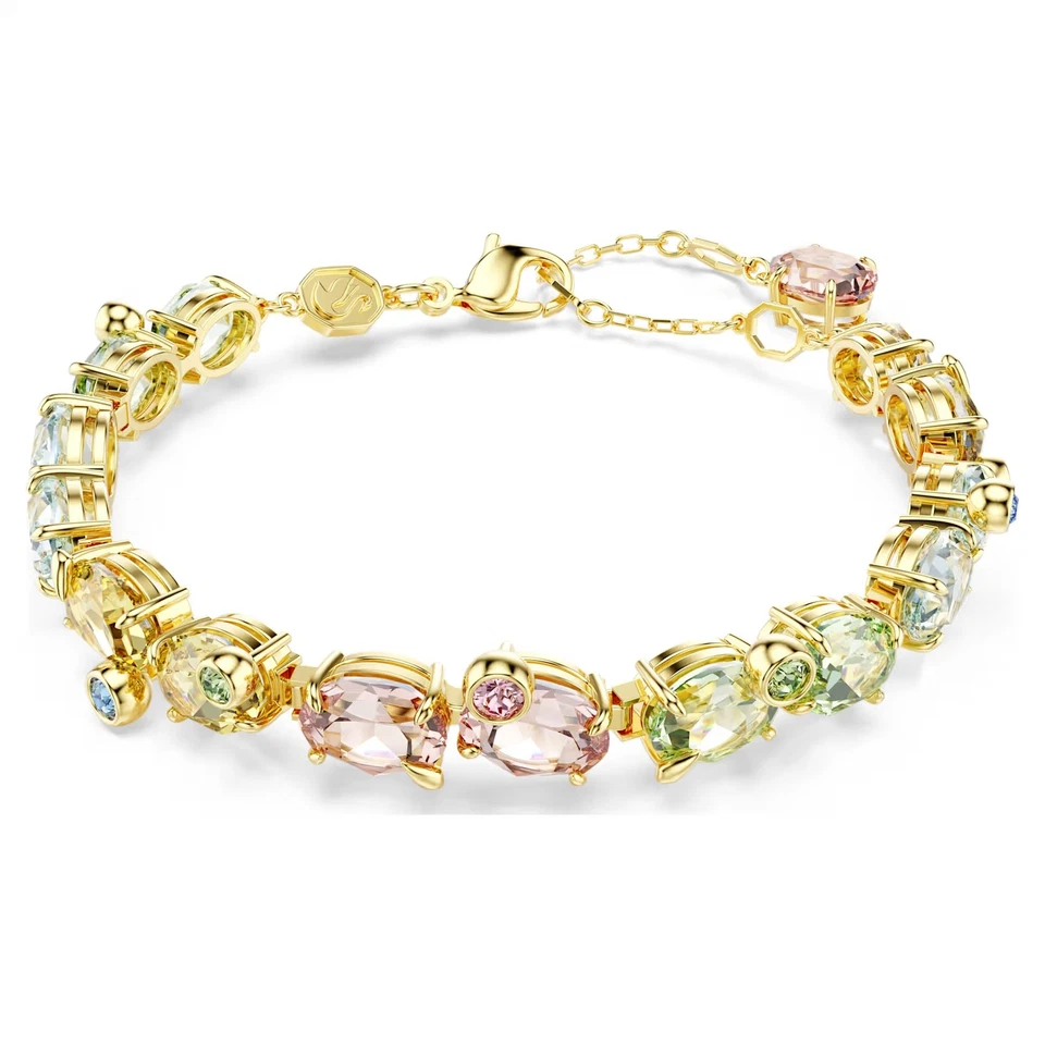Swarovski Gema Tennis Bracelet Mixed Cuts Multicolored Gold-Tone 5705808