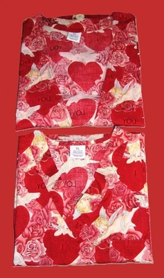 S.C.R.U.B.S Cotton V-Neck Print Top 2 Pocket & Jacket Set XL US Valentine's day - Image 1 of 4