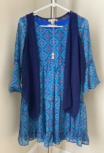 Speechless Girls Big Bell Sleeve Dress w Fashion Vest & Pendant BOHO CHIC Sz 16 - Picture 1 of 10