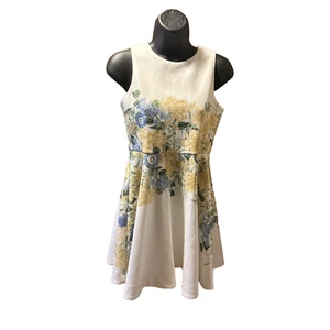 Gb Girls 12 Floral Dress White With Yellow And Blue Flowers Spring Dance Wedding - Picture 1 of 5