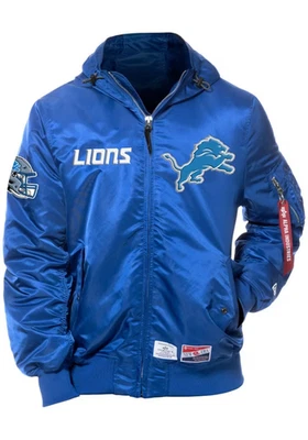 Mens Detroit Lions New Era Mens Alpha Heavyweight Jacket - Blue - Large - Image 1 of 2