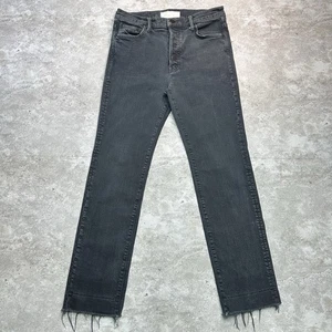 Mother Superior The Scrapper Cuff Ankle Jeans Size 27 Black Frayed Hem - Picture 1 of 10