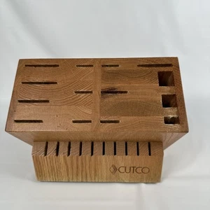 Cutco 24 Slot Knife Storage Block Honey Oak Wood Made In USA Pre-owned - Picture 1 of 13
