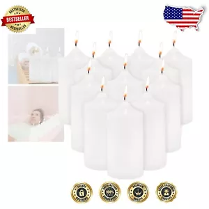 Elegant White Pillar Candles - 12 Smokeless & Dripless 3"x6" for All Occasions - Picture 1 of 4