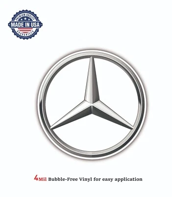 MERCEDES BENZ LOGO VINYL DECAL STICKER CAR TRUCK BUMPER 4MIL BUBBLE FREE US MADE - Image 1 of 2