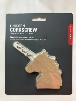 Sacacorchos Unicornio Abridor de Botellas de Vino Madera Kikkerland Neumático-Bouchon Licorne Foto 1 de 4