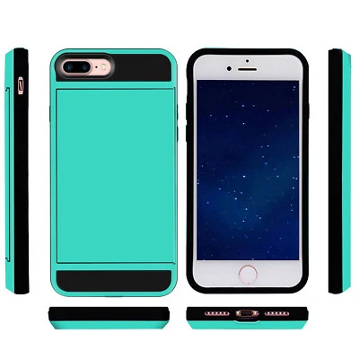For iPhone6 Plus/6s Plus/7 Plus/8 Plus Case Wallet Card Holder Hard Phone Cover - Image 1 of 4
