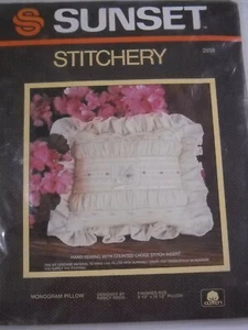 Monogram Pillow Embroidery Cross Stitch Kit by Sunset Stitchery 2859 A - Picture 1 of 3