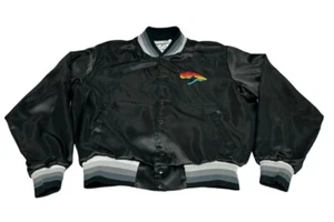 Swingster Men’s Jacket Black Satin Embroidered Colorado Elk Pride Vintage 80’s M - Picture 1 of 11