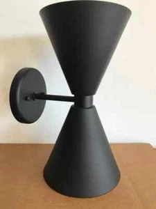 Mid Century Modern Black Wall Sconce Double Shade Brass Wall Fixture lighting - Picture 1 of 6