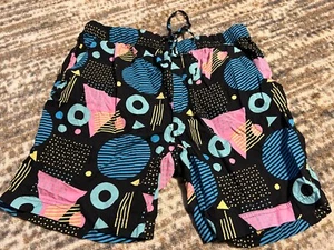 Pantalones Cortos Masivos Para Hombre Geométricos Frente Plano Tiro Alto Bolsillos con Cordón Talla Grande - Imagen 1 de 2