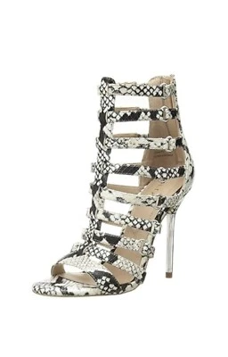 Tacones lápiz imitación piel de serpiente para mujer negros blancos talla 8 Aldo Unacyla jaula tiras Foto 1 de 4