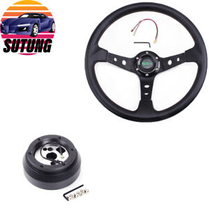 14" Black Steering Wheel + Hub Adapter 170H For Dodge Chevrolet  GMC JEEP