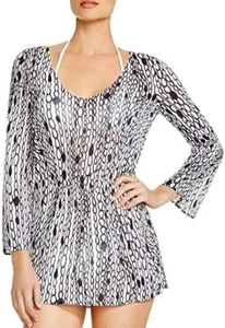 Milly Cabana Chain Print Tunic Swim Cover Up Navy & White NWT Size M MSRP $295 - Picture 1 of 2