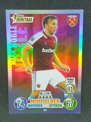 Mark Noble West Ham TOPPS Heritage MATCH ATTAX n° 471 Champions League 2022 - Photo 1/2