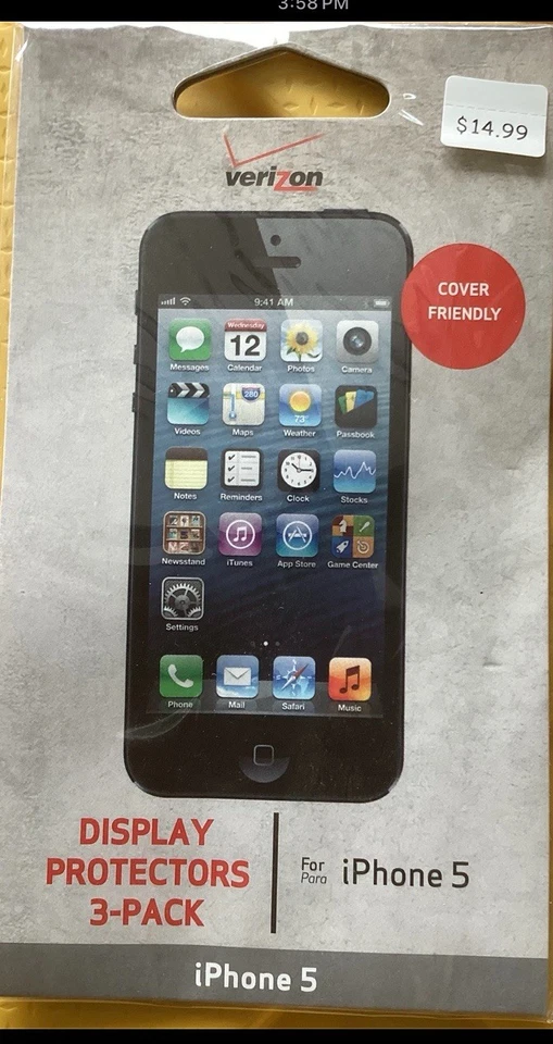 Paquete de 3 protectores de pantalla Verizon para iPhone 5/5s Foto 1 de 2