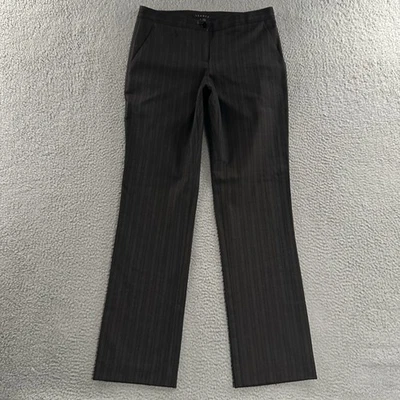 Pantalones para mujer Theory negros talla 8 carrera a rayas mezcla de lana recta Foto 1 de 4