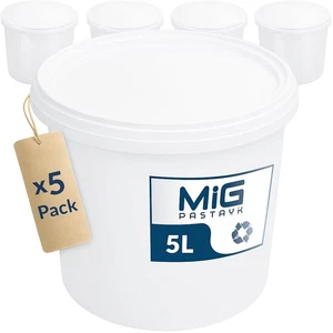 Eimer mit Deckel 5L weiß - 5X 5 Liter stapelbare Plastikeimer mit Deckel - Vi... - Bild 1 von 4