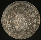 1820-R BRAZIL 960 REIS COLORFULLY TONED XF/AU