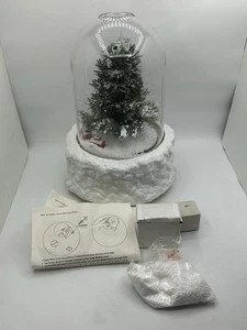 Christmas Snow Blowing 15" Globe Musical Fiber Optic Tree Santa Reindeer Works! - Picture 1 of 10
